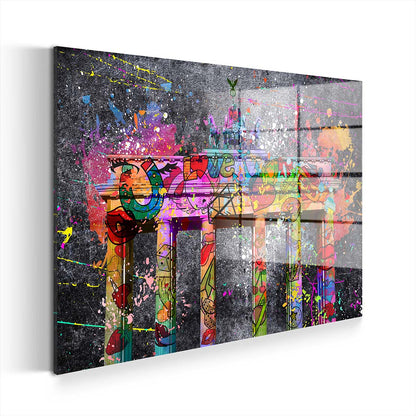 Street Art Brandenburger Tor Acrylglasbild Wandbild Bild Wanddeko Wohnzimmer XL