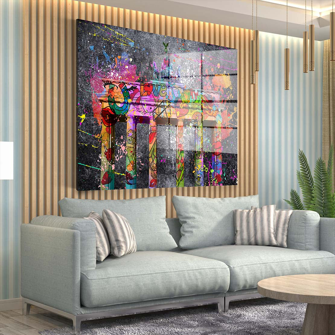 Street Art Brandenburger Tor Acrylglasbild Wandbild Bild Wanddeko Wohnzimmer XL