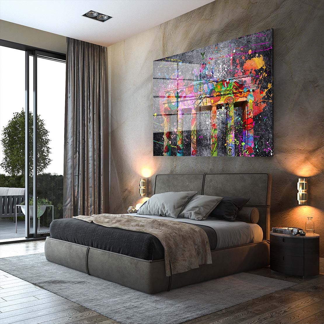 Street Art Brandenburger Tor Acrylglasbild Wandbild Bild Wanddeko Wohnzimmer XL