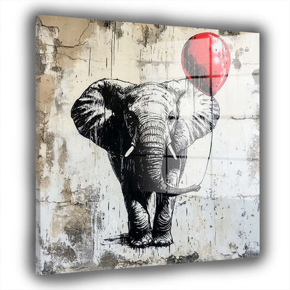 Street Art Elefant mit Ballon Acrylglasbild Wandbild Bild Wanddeko Wohnzimmer XL