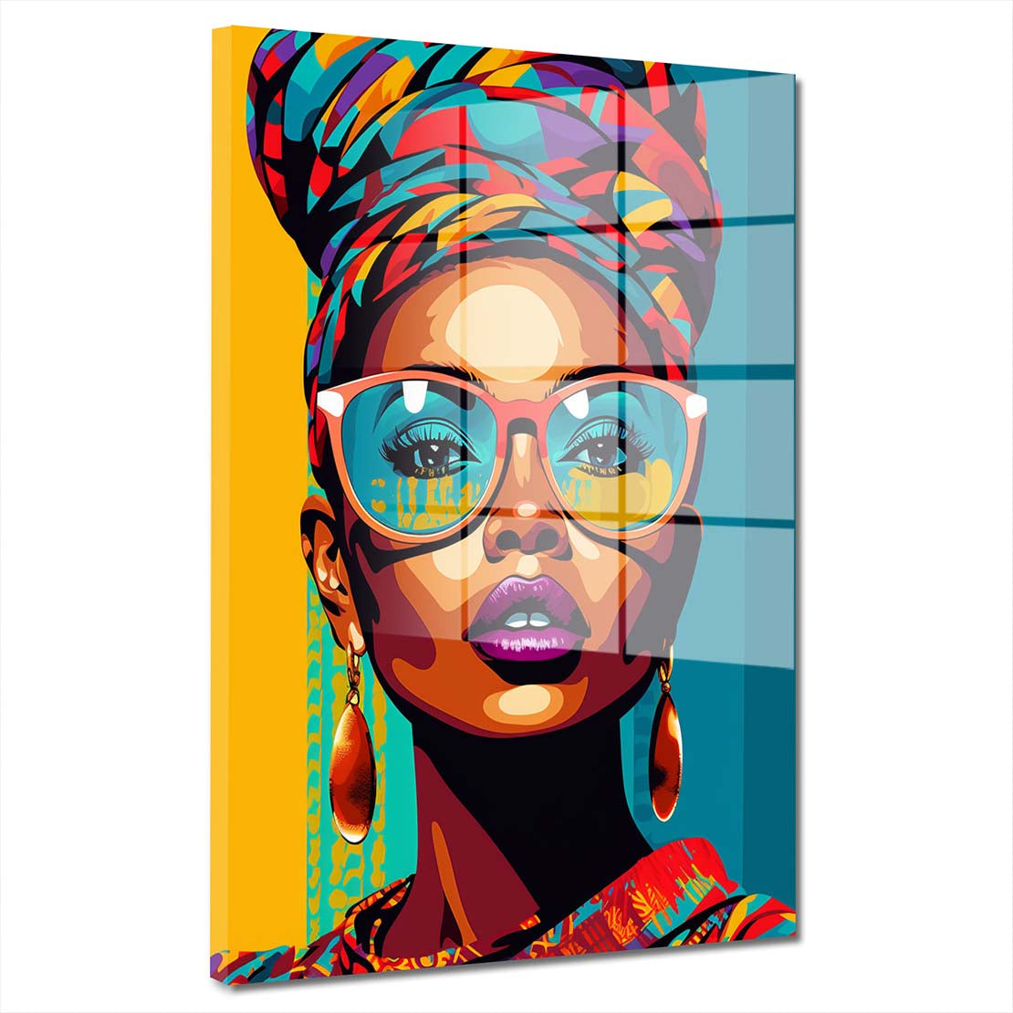 Street Art Frau mit Turban Acrylglasbild Wandbild Bild Wanddeko Wohnzimmer XL