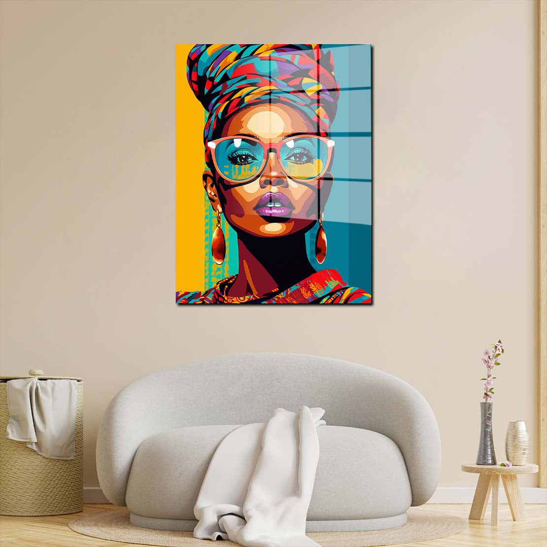 Street Art Frau mit Turban Acrylglasbild Wandbild Bild Wanddeko Wohnzimmer XL