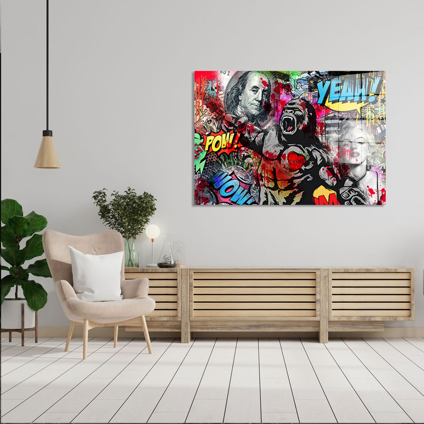 Street Art Kong Acrylglasbild Wandbild Bild Wanddeko Wohnzimmer XL