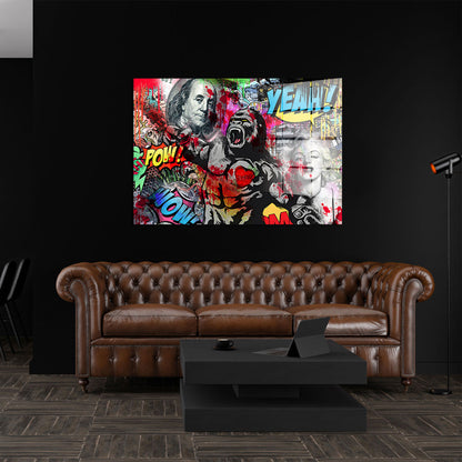 Street Art Kong Acrylglasbild Wandbild Bild Wanddeko Wohnzimmer XL