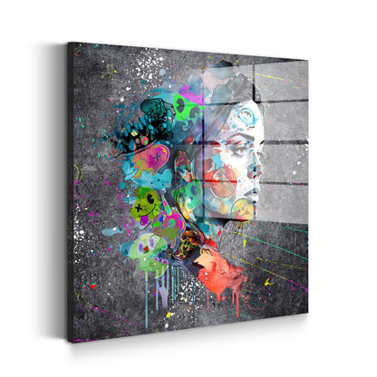 Street Art Woman Face Acrylglasbild Wandbild Bild Wanddeko Wohnzimmer XL