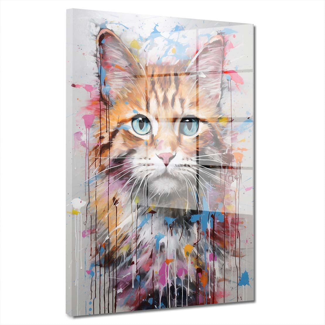 Süße Katze abstrakt Acrylglasbild Wandbild Bild Wanddeko Wohnzimmer XL