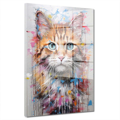 Süße Katze abstrakt Acrylglasbild Wandbild Bild Wanddeko Wohnzimmer XL