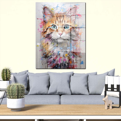 Süße Katze abstrakt Acrylglasbild Wandbild Bild Wanddeko Wohnzimmer XL
