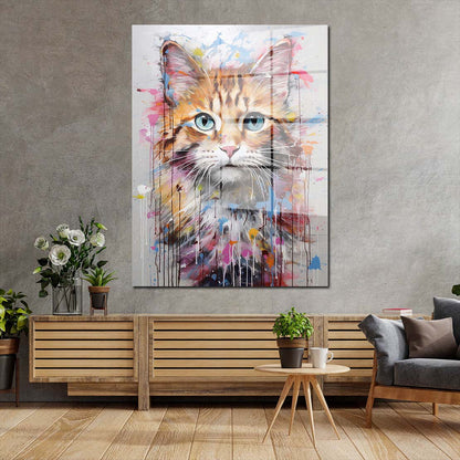 Süße Katze abstrakt Acrylglasbild Wandbild Bild Wanddeko Wohnzimmer XL