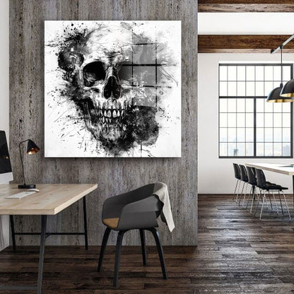 Totenkopf Schwarz Weiß Acrylglasbild Wandbild Bild Wanddeko Wohnzimmer XL