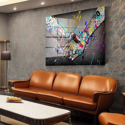 Touch Graffiti Street Art Hände Acrylglasbild Wandbild Wanddeko Wohnzimmer XL