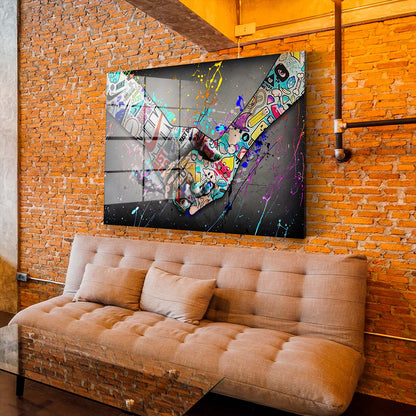Touch Graffiti Street Art Hände Acrylglasbild Wandbild Wanddeko Wohnzimmer XL