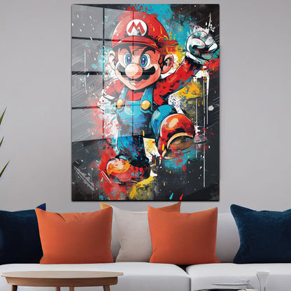 Pop Art Mario Held bunt Acrylglasbild Wandbild Bild Wanddeko Wohnzimmer XL