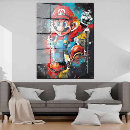 Pop Art Mario Held bunt Acrylglasbild Wandbild Bild Wanddeko Wohnzimmer XL