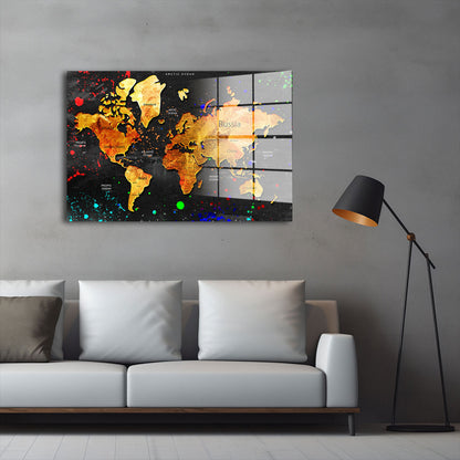 Weltkarte Kontinente Pop Art Acrylglasbild Wandbild Bild Wanddeko Wohnzimmer XL