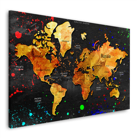 Weltkarte Kontinente Pop Art Wandbild Leinwandbild Kunstdruck XL Wanddeko
