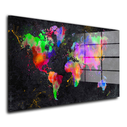 Weltkarte Pop Art Acrylglasbild Wandbild Bild Wanddeko Wohnzimmer XL