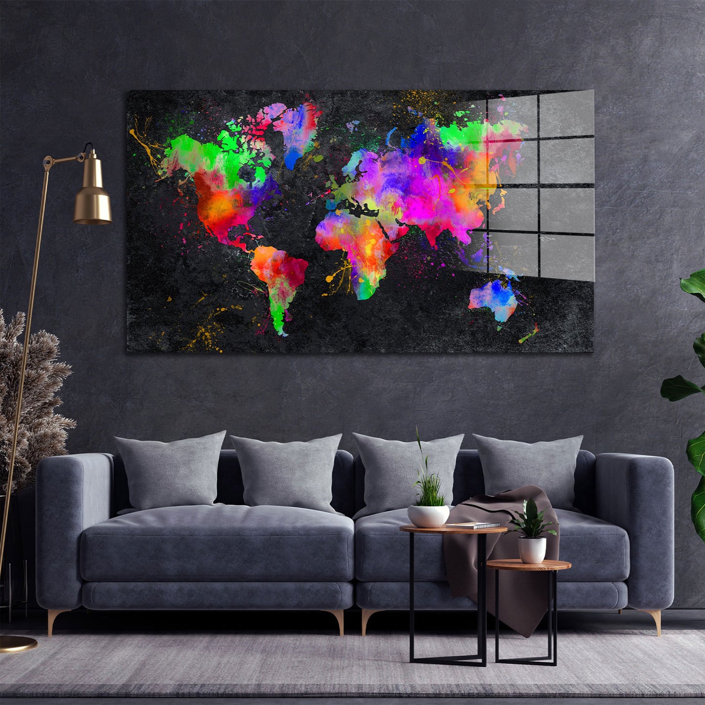 Weltkarte Pop Art Acrylglasbild Wandbild Bild Wanddeko Wohnzimmer XL