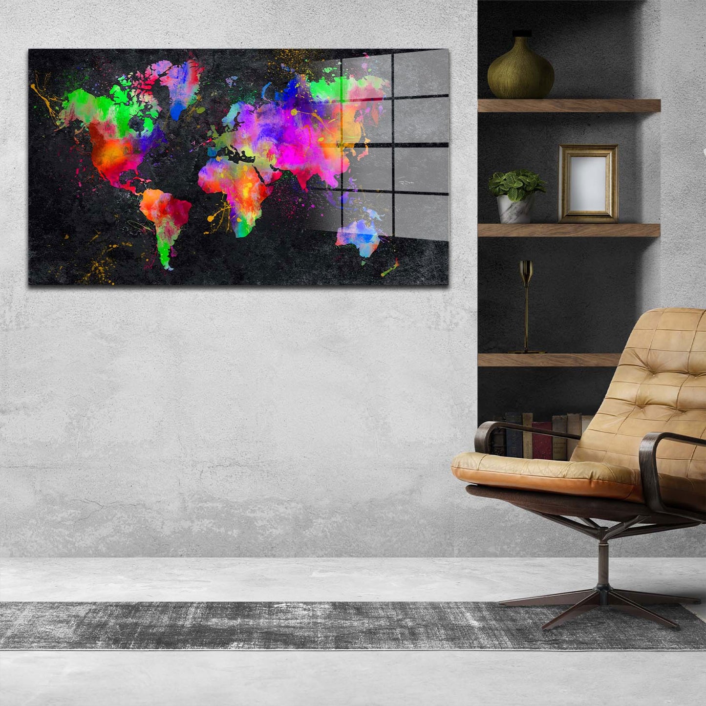 Weltkarte Pop Art Acrylglasbild Wandbild Bild Wanddeko Wohnzimmer XL