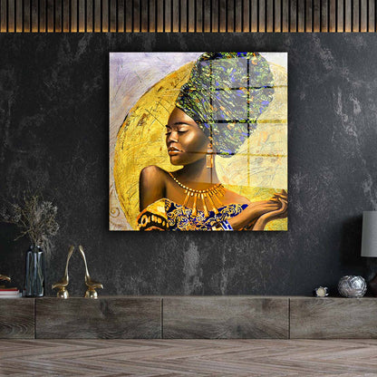 Wunderschöne afrikanische Frau Acrylglasbild Wandbild Bild Wanddeko XL