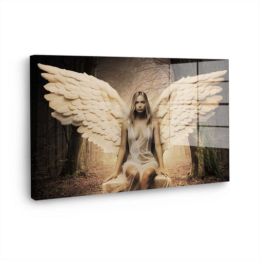 Wunderschöne Frau als Engel Acrylglasbild Wandbild Bild Wanddeko Wohnzimmer XL