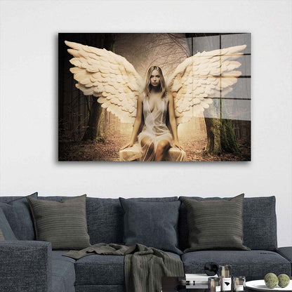Wunderschöne Frau als Engel Acrylglasbild Wandbild Bild Wanddeko Wohnzimmer XL