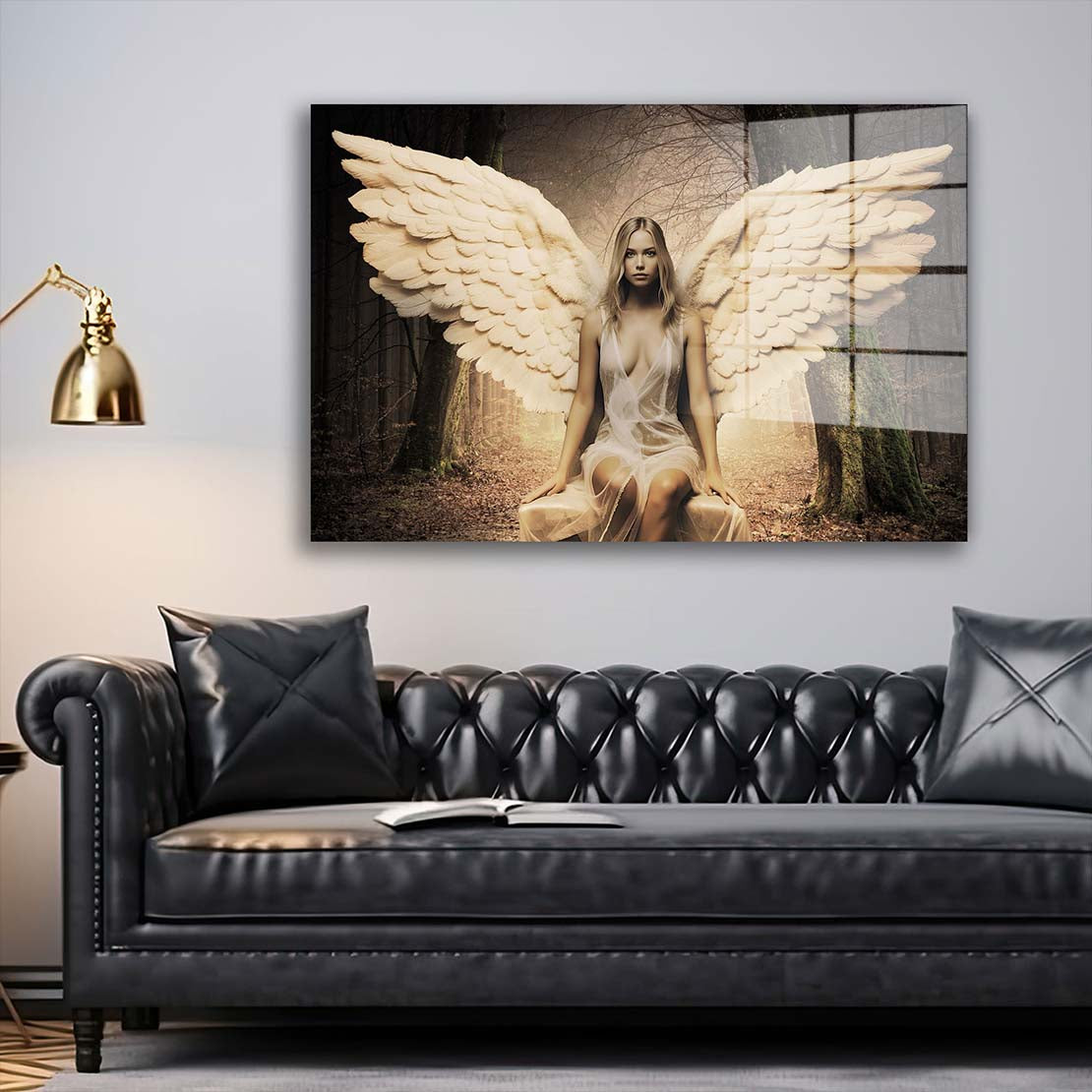 Wunderschöne Frau als Engel Acrylglasbild Wandbild Bild Wanddeko Wohnzimmer XL